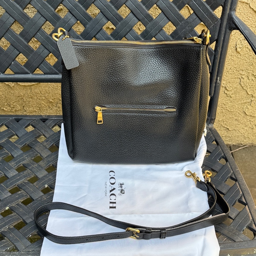 Coach Black Shoulder Bag with Gold Hardware